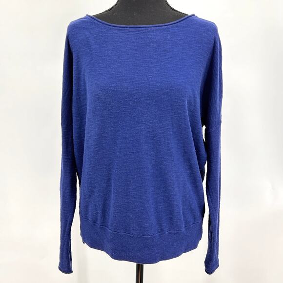 Vince Minimalist Chic Slouchy Oversized Cotton Boatneck Sweater Blue Women’s XS - Picture 1 of 6